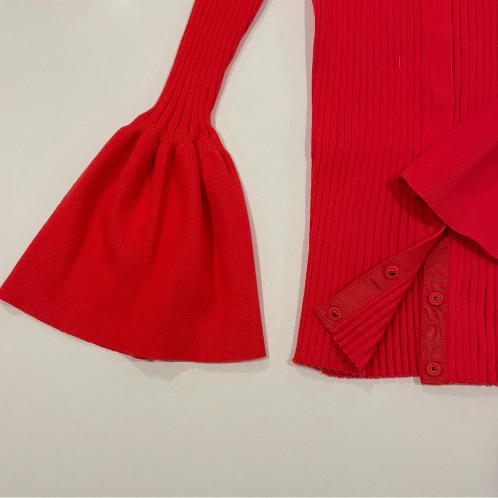 cabi Vibrant Red Bell Sleeve Cardigan